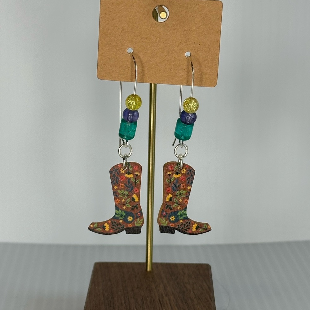 Painted Cowboy Boot Earrings